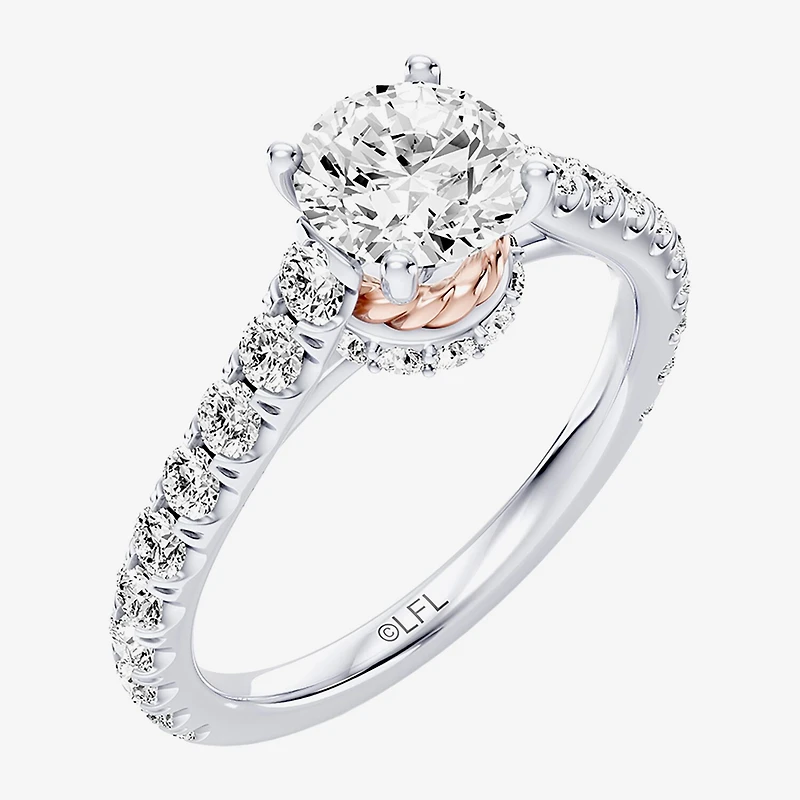 Star Wars Fine Jewelry Princess Leia (F / Si1) Womens 1 3/4 CT. T.W. Lab Grown White Diamond 10K Gold Round Side Stone Engagement Ring