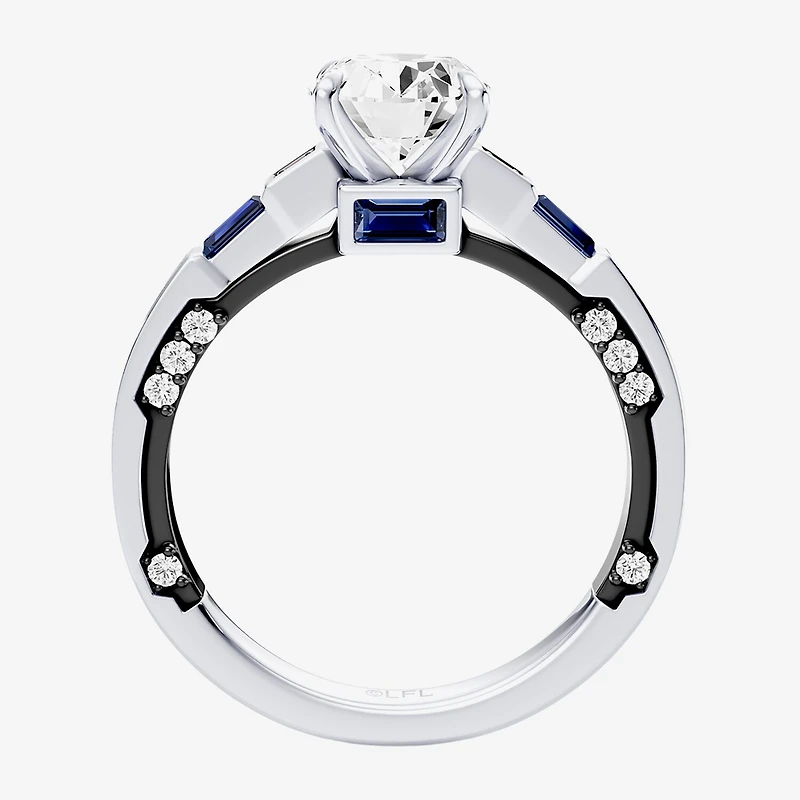 Star Wars Fine Jewelry R2-D2 (F / Si1) Womens 1 3/4 CT. T.W. Lab Grown White Diamond 10K Gold Oval Side Stone Engagement Ring