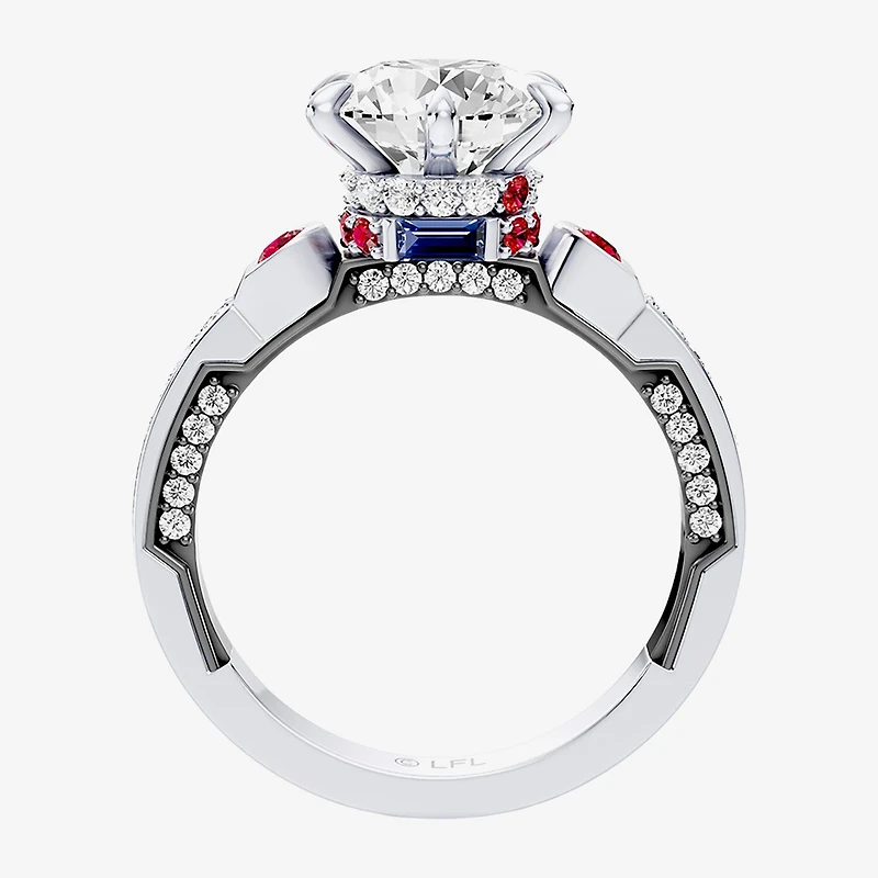 Star Wars Fine Jewelry R2-D2 (F / Si1) Womens 2 1/2 CT. T.W. Lab Grown White Diamond 10K Gold Round Side Stone Engagement Ring