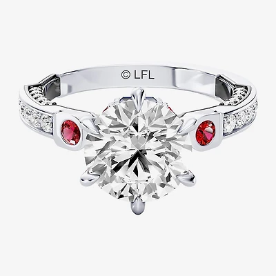 Star Wars Fine Jewelry R2-D2 (F / Si1) Womens 2 1/2 CT. T.W. Lab Grown White Diamond 10K Gold Round Side Stone Engagement Ring