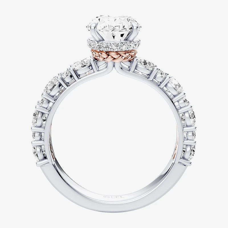 Star Wars Fine Jewelry Princess Leia (F / Si1) Womens 3 5/8 Ct. T.W. Lab Grown White Diamond 10K Gold Oval Side Stone Engagement Ring