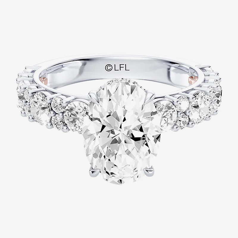 Star Wars Fine Jewelry Princess Leia (F / Si1) Womens 3 5/8 Ct. T.W. Lab Grown White Diamond 10K Gold Oval Side Stone Engagement Ring