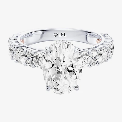 Star Wars Fine Jewelry Princess Leia (F / Si1) Womens 3 5/8 Ct. T.W. Lab Grown White Diamond 10K Gold Oval Side Stone Engagement Ring
