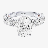 Star Wars Fine Jewelry Princess Leia (F / Si1) Womens 3 5/8 Ct. T.W. Lab Grown White Diamond 10K Gold Oval Side Stone Engagement Ring