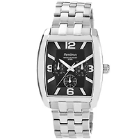Armitron® Mens Black Dial Stainless Steel Watch