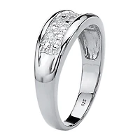 Mens 1/8 CT. T.W. Natural White Diamond Platinum Over Silver Fashion Ring