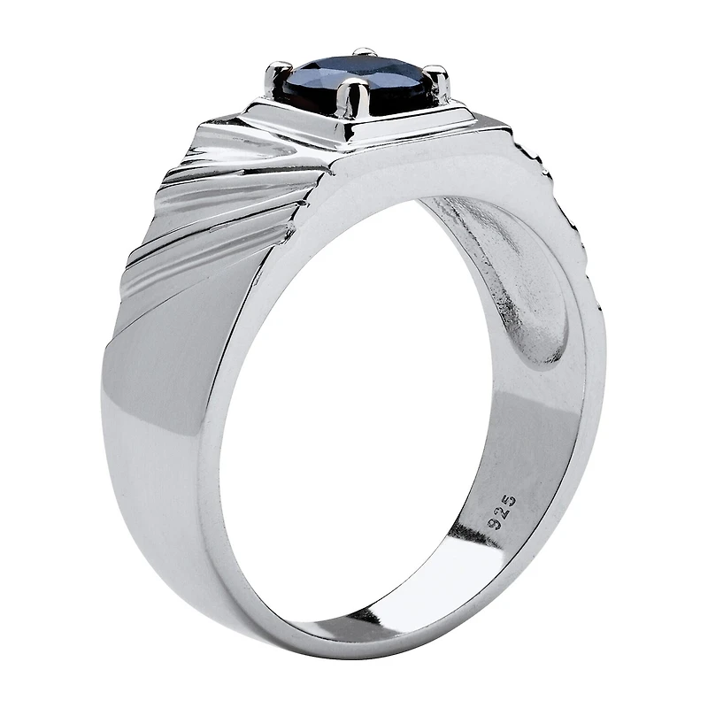 Mens Genuine Sapphire Sterling Silver Fashion Ring