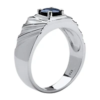 Mens Genuine Sapphire Sterling Silver Fashion Ring