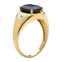 Mens Lab Created Blue Sapphire 18K Gold Over Silver Fashion Ring