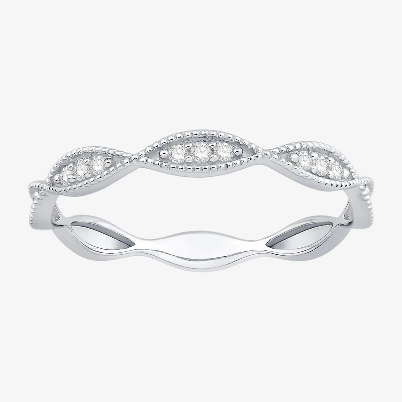 Womens 1/10 CT. T.W. Natural White Diamond 10K Gold Wedding Band