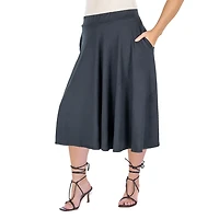 24seven Comfort Apparel Womens Plus Mid Rise A-Line Skirt