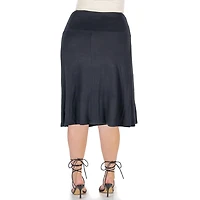 24seven Comfort Apparel Womens Plus Mid Rise A-Line Skirt