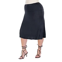 24seven Comfort Apparel Womens Plus Mid Rise A-Line Skirt