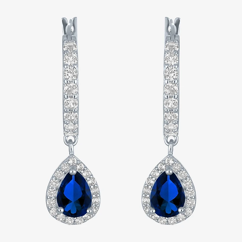 Gemstone Sterling Silver Pear Drop Earrings