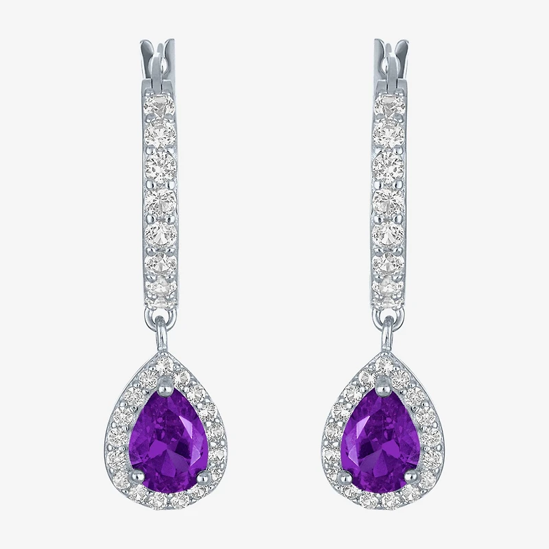 Gemstone Sterling Silver Pear Drop Earrings