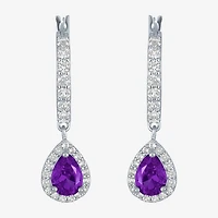 Gemstone Sterling Silver Pear Drop Earrings