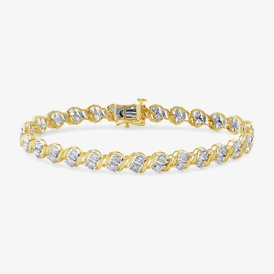 Womens 4 CT. T.W. Natural White Diamond 10K Gold 7.25 Inch Tennis Bracelet