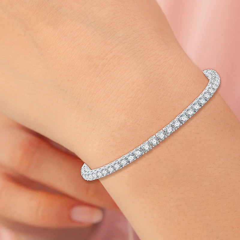 (H-I / Si2-I1) Womens 5 CT. T.W. Lab Grown White Diamond 10K Gold 7.25 Inch Tennis Bracelet