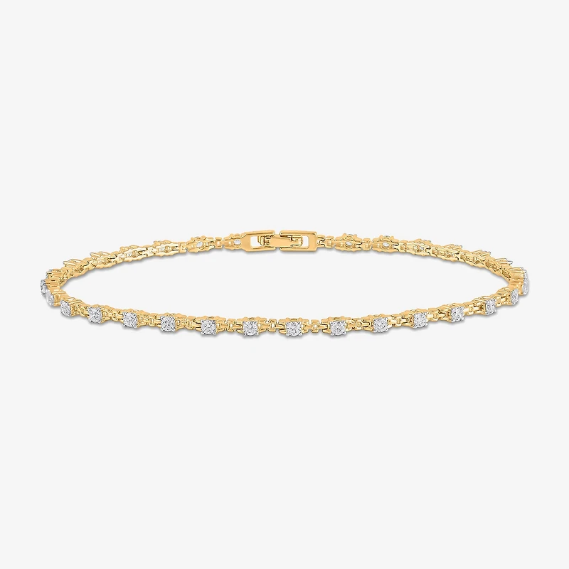 Womens 1 CT. Lab Grown White Diamond 10K Gold Tennis Bracelet