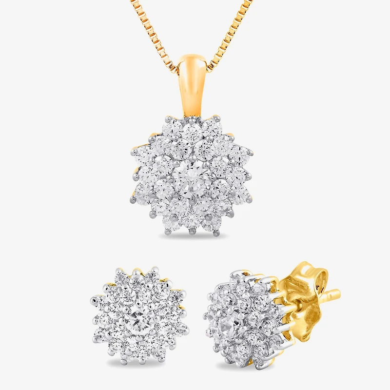 Diamond Blossom 1 CT. T.W. Natural White Diamond 10K or 14K White, Yellow, or Rose Gold 2-pc. Jewelry Set