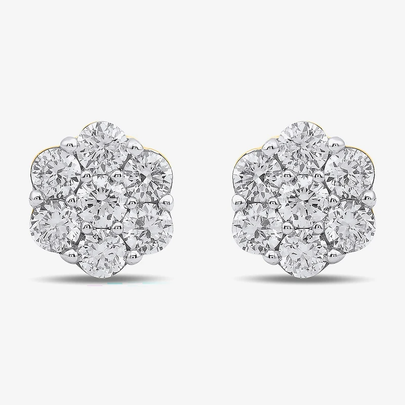 Diamond Blossom 1/4 CT. T.W. Lab Grown White 10K or Yellow Gold 5.2mm Flower Stud Earrings
