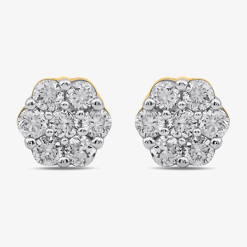 Diamond Blossom 1/10 CT. T.W. Lab Grown White 10K Gold 3.7mm Flower Stud Earrings