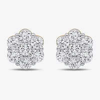 Diamond Blossom 1 CT. T.W. Lab Grown White 10K or Yellow Gold 8.2mm Flower Stud Earrings