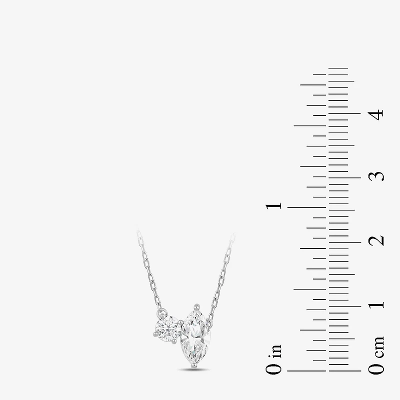 (F / Si2) Womens 1 CT. T.W. Lab Grown White Diamond 10K Gold 18 Inch Pendant Necklace