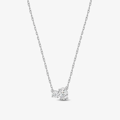 (F / Si2) Womens 1 CT. T.W. Lab Grown White Diamond 10K Gold 18 Inch Pendant Necklace