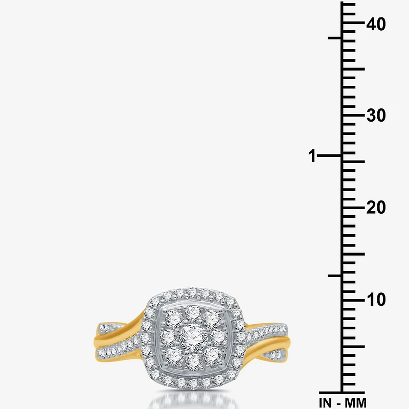 I Said Yes (H-I / I1) Womens 3/4 CT. T.W. Lab Grown White Diamond Sterling Silver Cushion Side Stone Halo Bridal Set