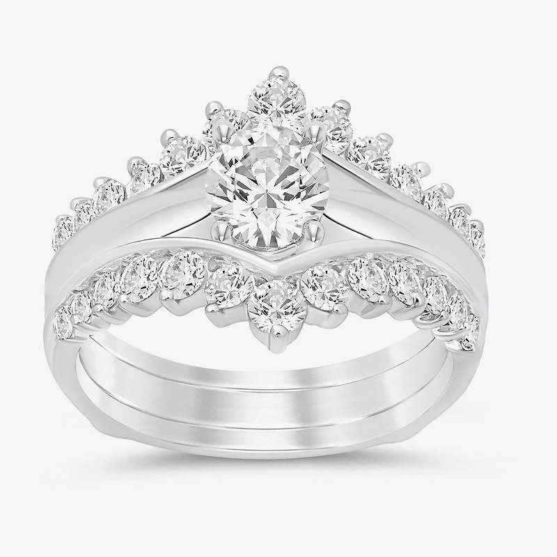 Womens 1/ CT. T.W. Natural White Diamond 14K Gold Wedding Ring Guard