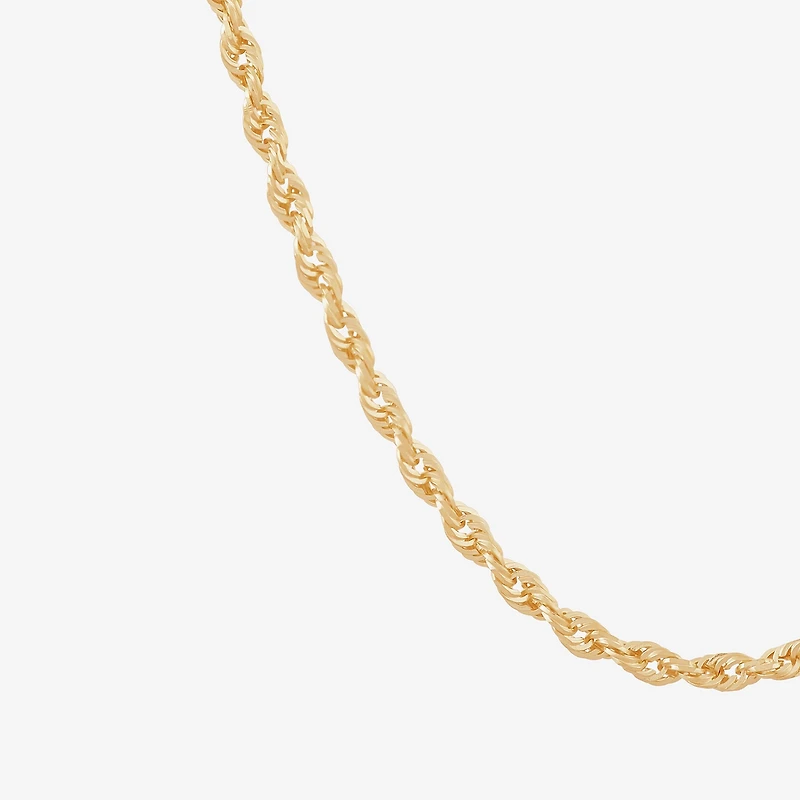 Womens 10K Gold Inch Rope Chain Necklace