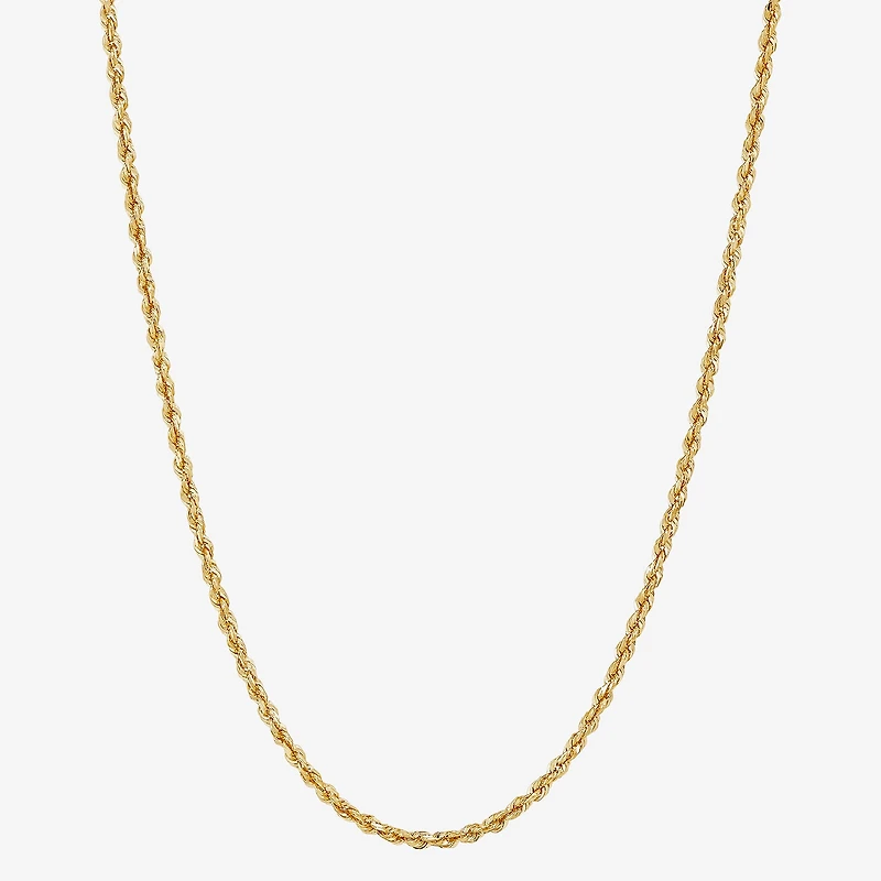 Womens 10K Gold Inch Rope Chain Necklace