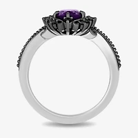 Enchanted Disney Fine Jewelry Villains Womens 1/6 CT. T.W. Genuine Purple Amethyst Sterling Silver The Little Mermaid Ursula Halo Cocktail Ring