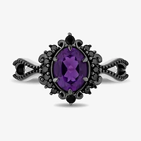 Enchanted Disney Fine Jewelry Villains Womens 1/6 CT. T.W. Genuine Purple Amethyst Sterling Silver The Little Mermaid Ursula Halo Cocktail Ring