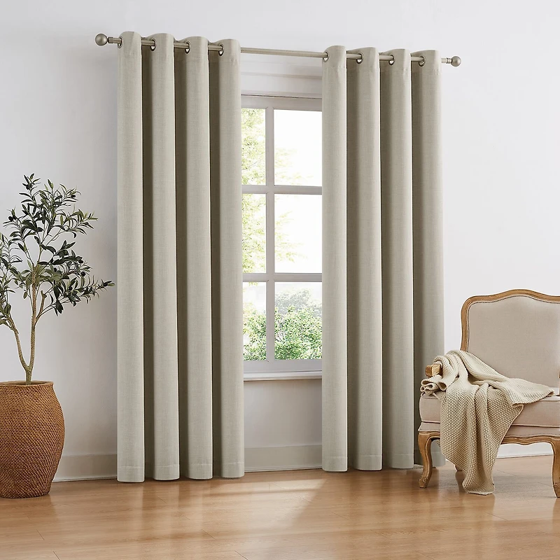 TRU-BARRIER Sunbarrier Blackout Snap Liner Grommet Top Set of 2 Curtain Panel