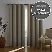 TRU-BARRIER Sunbarrier Blackout Snap Liner Grommet Top Set of 2 Curtain Panel