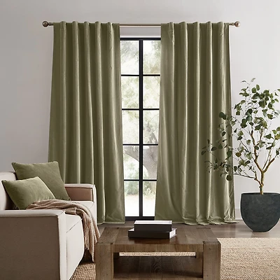 Brooklyn Loom Matte Cotton Velvet Rod Pocket Room Darkening Set of 2 Curtain Panel