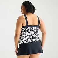 ZeroXposur Womens Comfort Straps Floral Plus Tankini Swimsuit Top