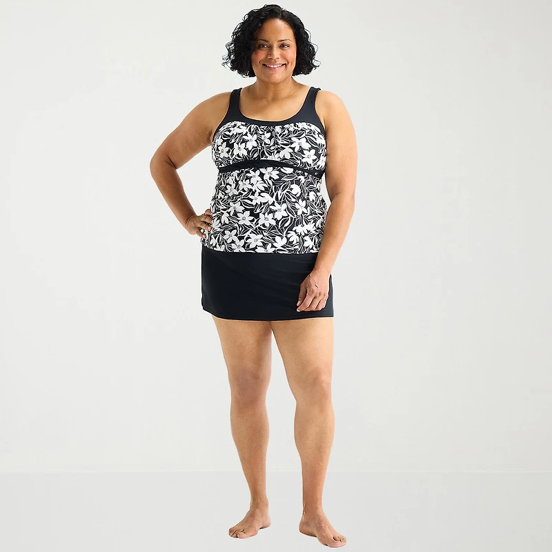 ZeroXposur Womens Comfort Straps Floral Plus Tankini Swimsuit Top
