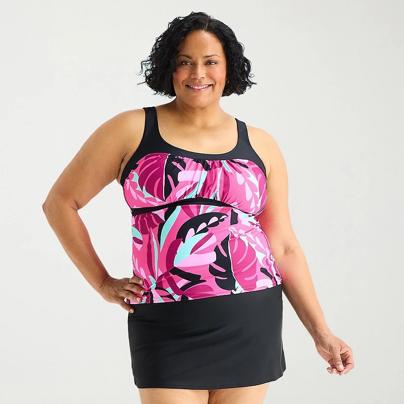 ZeroXposur Womens Comfort Straps Plus Tankini Swimsuit Top
