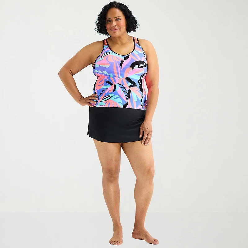 ZeroXposur Womens Built Bra Plus Tankini Swimsuit Top