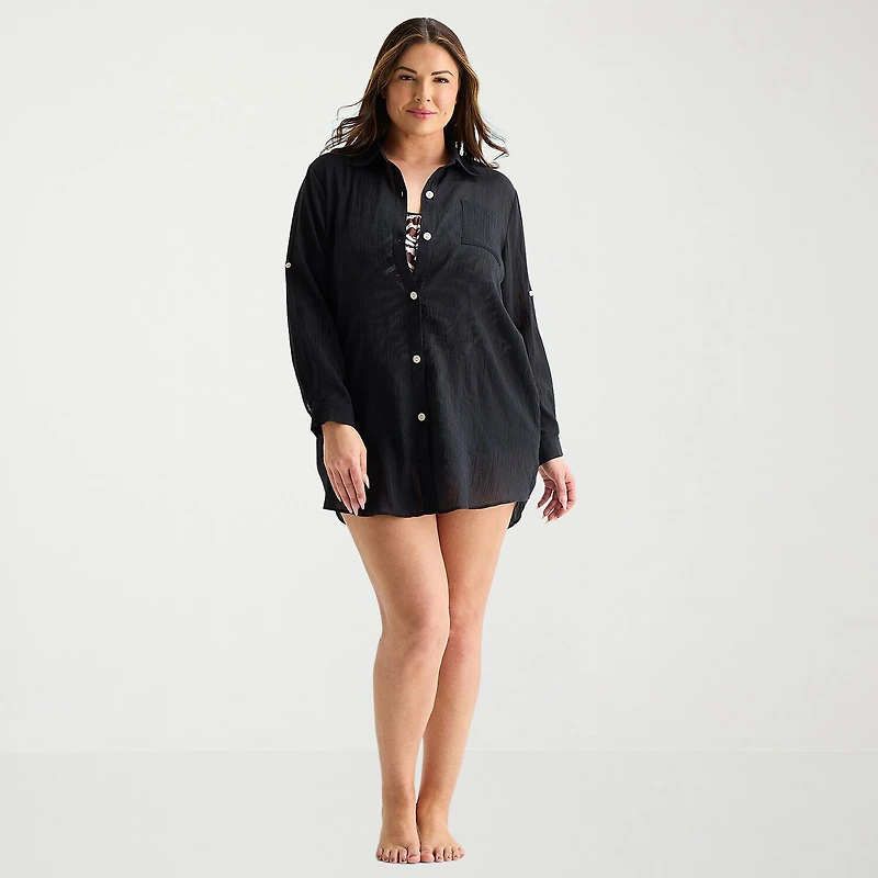 Sonnet Shores Womens Plus Dress Swimsuit Cover-Up
