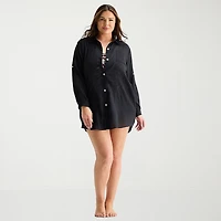 Sonnet Shores Womens Plus Dress Swimsuit Cover-Up