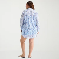 Sonnet Shores Womens Plus Dress Swimsuit Cover-Up