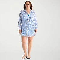 Sonnet Shores Womens Plus Dress Swimsuit Cover-Up
