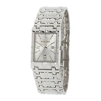 Personalized Dial Mens Diamond-Accent Square Silver-Tone Watch
