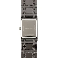 Personalized Dial Womens Diamond-Accent Square Black Bracelet Watch