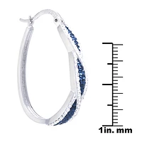 Sparkle Allure Womens Blue Crystal 35mm Oval Hoop Earrings