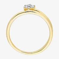 Womens Diamond Accent Natural White 18K Gold Over Silver Flower Delicate Stackable Ring